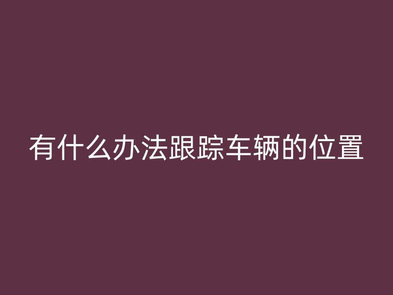 有什么办法跟踪车辆的位置